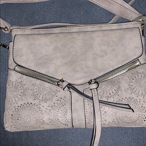Gray Crossbody with Lace Design
